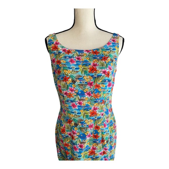 Maggy London Sheath Dress Women's Size 6 100%‎ Silk Floral Sleeveless - Picture 2 of 4